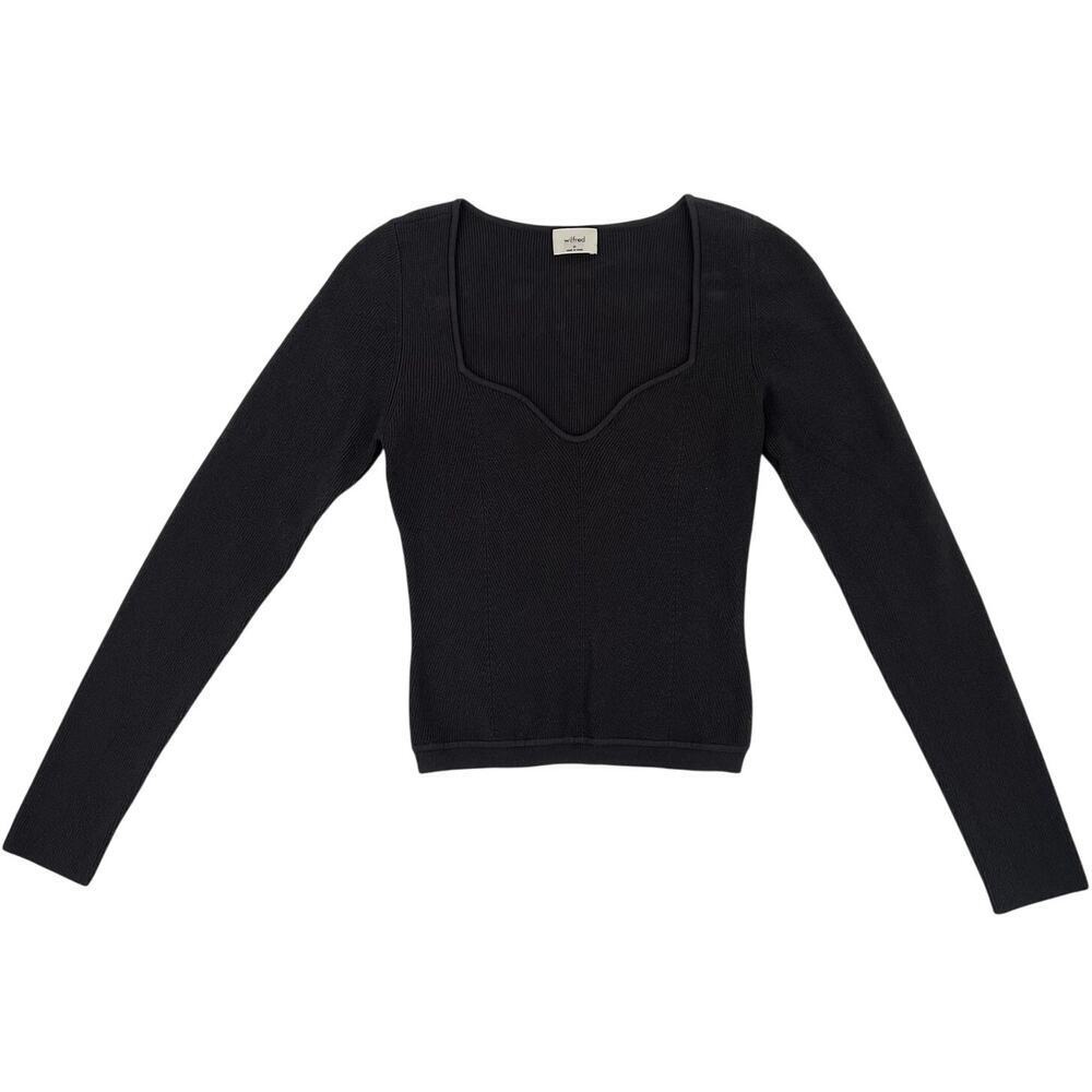 Wilfred Aritzia Women's Medium Sweater Dark Grey Taupe Ribbed